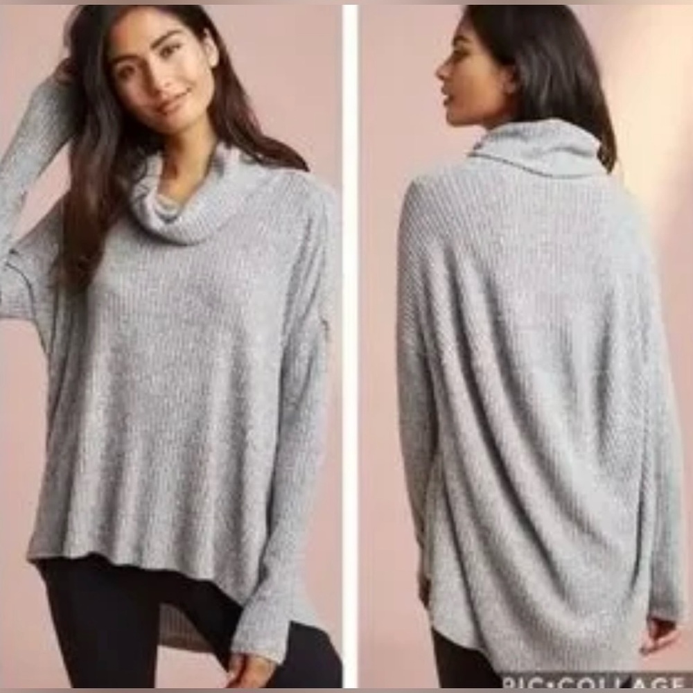 Postmark Anthropologie|Heather gray slouchy mock turtleneck,cowl neck sweater•L
